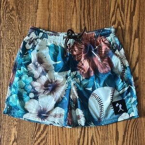 Baseballism Floral Baseball Print Shorts Aloha Collection YL